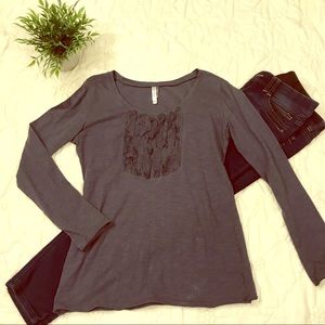 Mur Mur Long Sleeve Shirt with Ruffle Detail